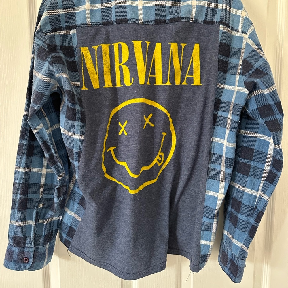 Custom Nirvana flannel button down shirt